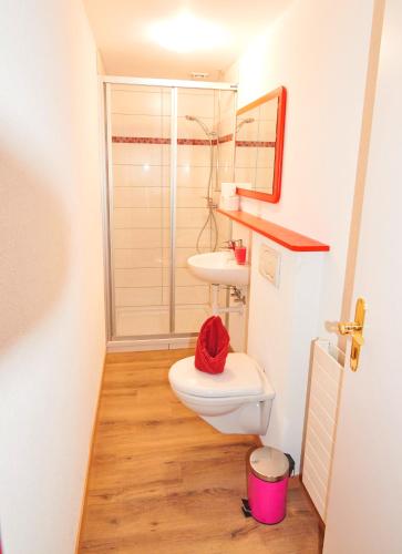 a bathroom with a toilet and a sink at Ferrari Apartment in Interlaken