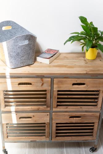 a wooden dresser with a plant on top of it at Lyon Mon Amour B&B in Lyon