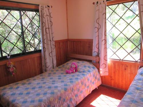 Postel nebo postele na pokoji v ubytování Cabañas Alto Caburgua 2 dorm