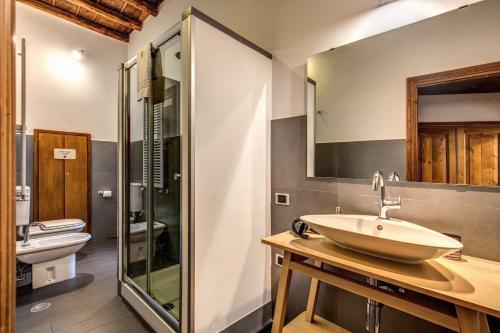 a bathroom with a sink and a shower at Guest House o Affittacamere Magenta Fico 2 in Rome