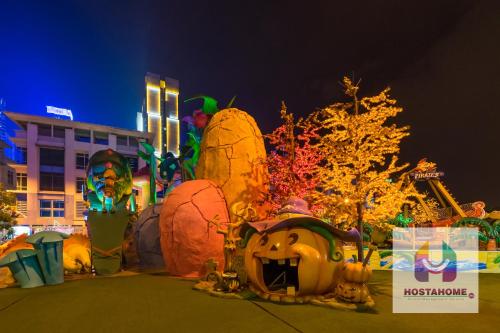 a display of halloween decorations in front of a building at HostaHome Suites at I-City, Central Mall in Shah Alam