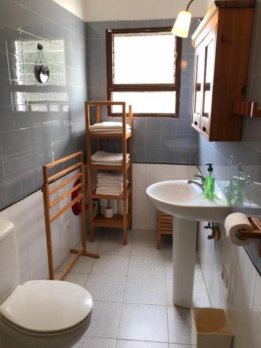 a bathroom with a toilet and a sink at Casa Katharina - Valle Gran Rey in Calera