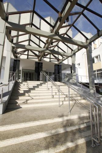 a group of stairs in front of a building at Hotel IOR in Poznań