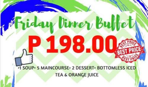 a flyer for a friday lunch buffet with a rainbow at Canberry Hotel in Cebu City