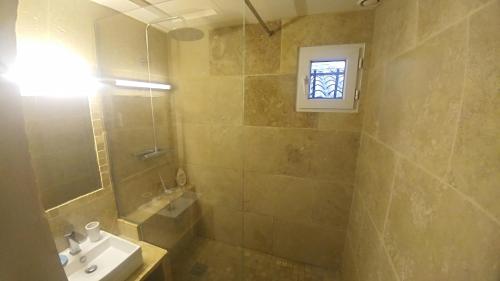 a bathroom with a sink and a shower and a sink at VILLA TRUCHET, Place du Forum, calme, wifi in Arles