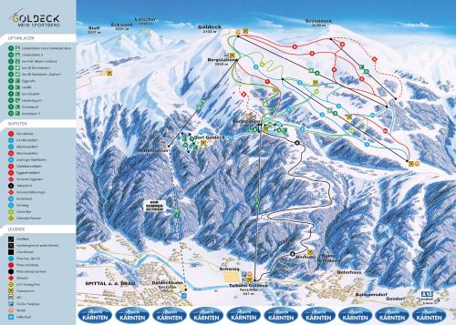 a map of a ski resort with mountains at Pension Kärnten in Seeboden