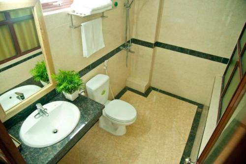 a bathroom with a toilet and a sink at Hoang Giang Homestay in Ninh Binh