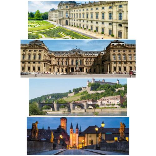 a collage of pictures of castles and buildings at Ferienwohnung Hornig Zwei Terrassen, Parkplatz, separater Eingang in Sulzfeld am Main