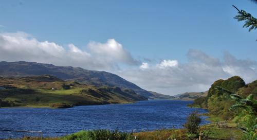 a view of a lake in the hills at The Wonderly Wagon in Fintown