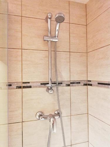 une douche avec pommeau de douche dans une salle de bain dans l'établissement SLEEP IN COLMAR - Parking - Centre, à Colmar