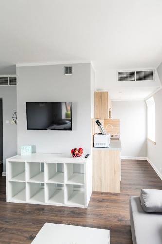 Η κουζίνα ή μικρή κουζίνα στο Apartamenty Stare Zoo