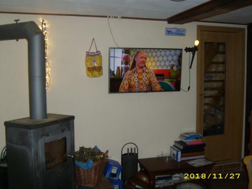 a picture of a woman on a wall with a fireplace at B & B Gross Methling in Dargun
