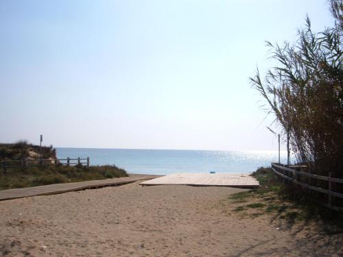 a dirt road next to a beach with the ocean at Affascinante Grande Liama Antica in Salve