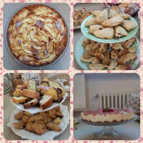 a collage of four pictures of cookies and a cake at Masseria Peppeturro in Cisternino