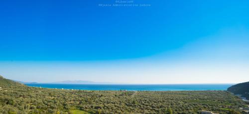 a view of the ocean from the top of a hill at Apartments Vila Emiliano in Borsh