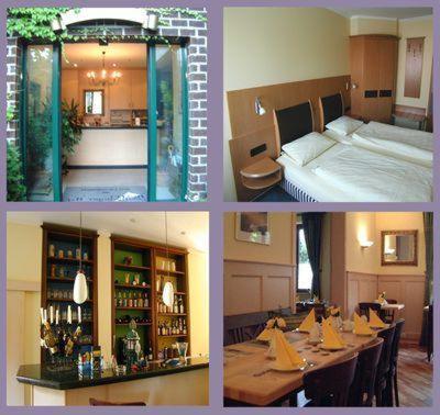 a collage of four pictures of a hotel room at Avenon Privathotel Schwaiger Hof in Schwaig bei Nürnberg