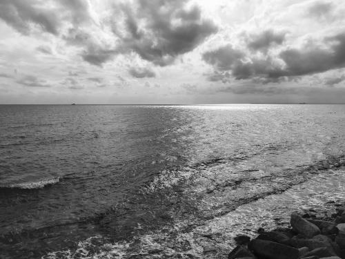 a black and white photo of a body of water at Olosuites in Limassol