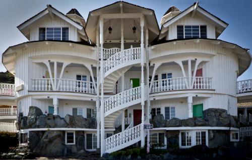 a large white building with a lot of balconies at Madonna Inn in San Luis Obispo