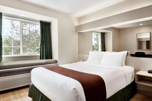 a hotel room with a large bed and a window at Microtel Inn & Suites Lodi in Lodi