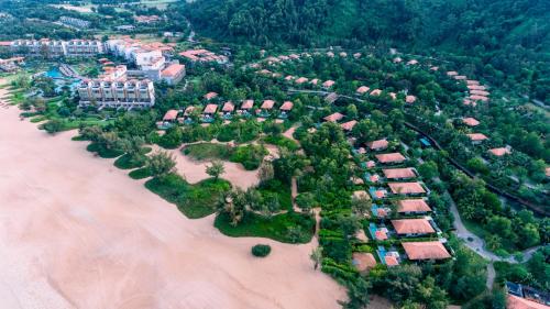 an aerial view of a resort on the beach at Banyan Tree Lang Co in Lang Co