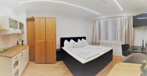 ウィーンにあるVienna City Apartment in Mariahilfer Straßeのベッドルーム1室(ベッド1台付)