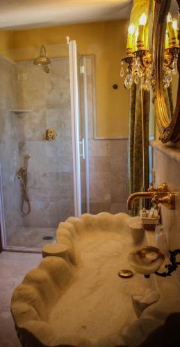 a large bathroom with a shower and a sink at Agriturismo Il Raduno - Max Lelli in Marsiliana