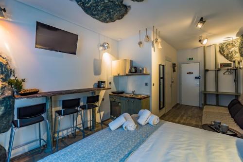 Kuchyň nebo kuchyňský kout v ubytování GraffitiSuites#Stone