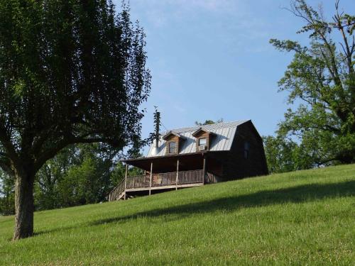a house sitting on top of a grassy hill at Engadine Inn and Cabins in Candler