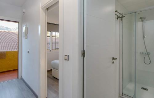 ein Badezimmer mit Dusche und Glastür in der Unterkunft Apartamento Los tres soles in Málaga