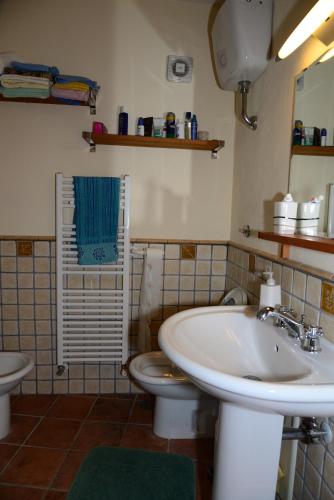 a bathroom with a sink and a toilet at Roccaraso Relais in Roccaraso