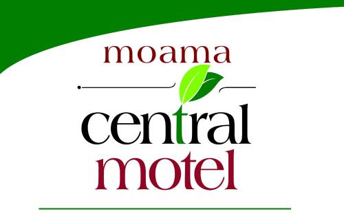 a green and red logo with the words mama central model at Moama Central Motel in Echuca