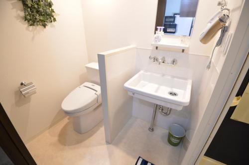 東京にあるRoppongi WoodsHouse501のトイレと洗面台のある小さなバスルーム