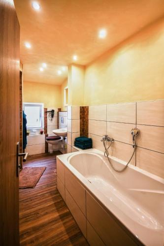 a bathroom with a large tub in a room at Ferienwohnungen Nordstraße in Arnstadt