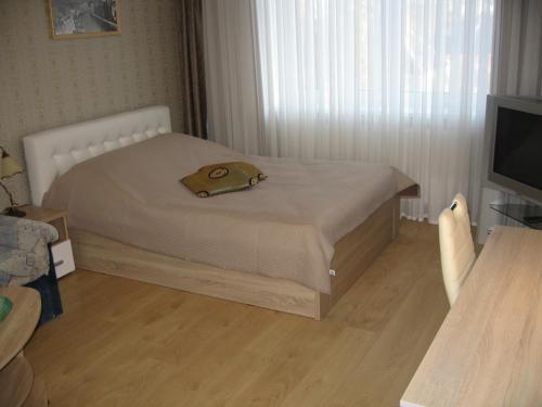 カリーニングラードにあるНа улице Зои Космодемьянскойの小さなベッドルーム(ベッド1台、テレビ付)