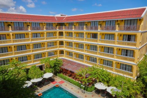 an aerial view of a hotel with a swimming pool at Hoi An Central Boutique Hotel & Spa (Little Hoi An Central Boutique Hotel & Spa) in Hoi An