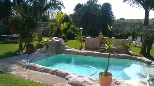 a swimming pool with a rock around it at Anchorage B&B in Elysium