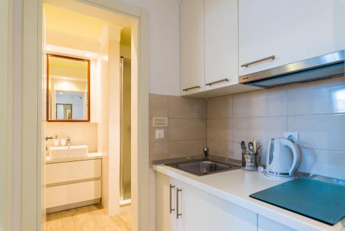 a kitchen with a sink and a counter top at Apartments Tereza in Dubrovnik