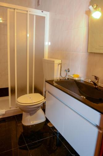 a bathroom with a toilet and a sink at SEIA Alojamentos Leitao in Seia