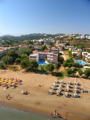 an aerial view of a beach with a group of people at Eden Beach Hotel in Agia Marina Nea Kydonias