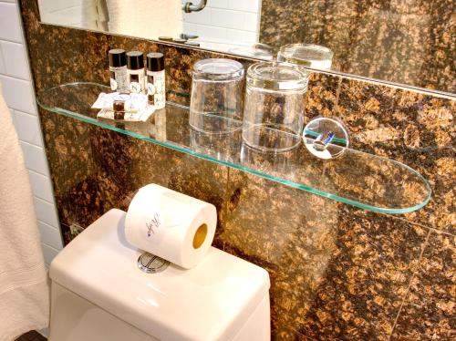 a roll of toilet paper sitting on top of a toilet at The Ridge in New York