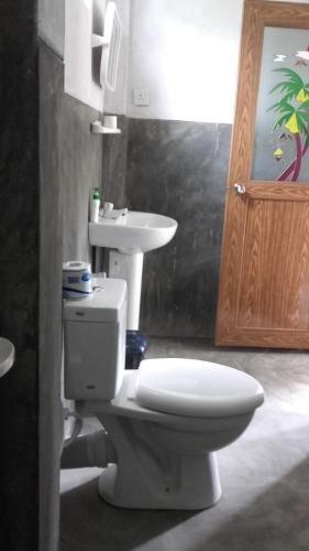 a bathroom with a toilet and a sink at Green House Yala in Kirinda