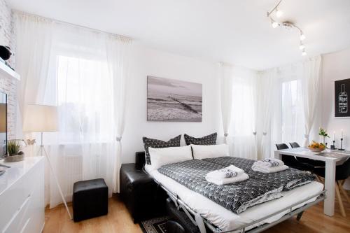 Postel nebo postele na pokoji v ubytování Familien Appartement "Ostsee Perle" neu & modern