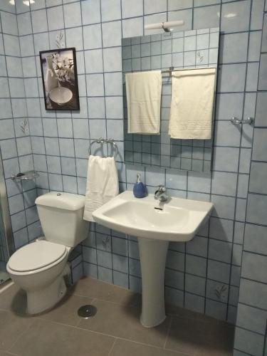 ein Badezimmer mit Toilette und Waschbecken in der Unterkunft Domus Cuenca in Cuenca