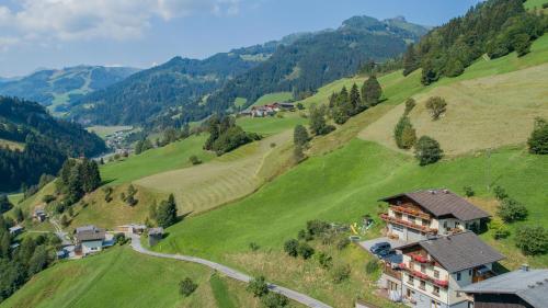 a house on the side of a green hill at Schaidreithof in Grossarl