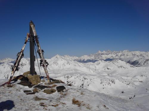 a tripod on top of a snow covered mountain at Party Hotel Taverne in Obertauern