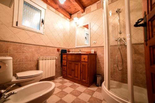 VillamarcielにあるLA HUERTA DEL DUEROのバスルーム(トイレ、洗面台、シャワー付)
