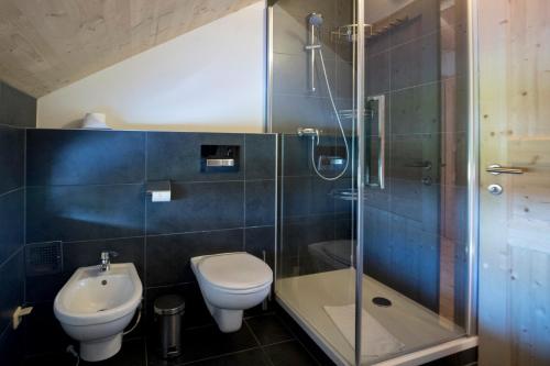 a bathroom with a toilet and a shower and a sink at Aron Chalet Kreischberg 10A in Sankt Lorenzen ob Murau
