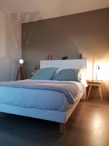 'COSY ROOM' Chambre Calme proche LYON & EUREXPOにあるベッド