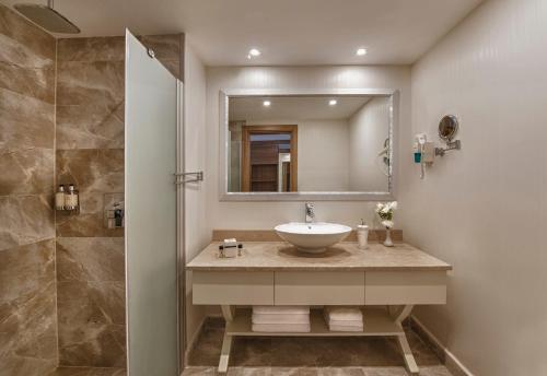 Koupelna v ubytování Botanik Hotel