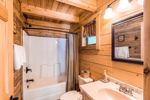 a bathroom with a toilet sink and a shower at Moose in South Fork